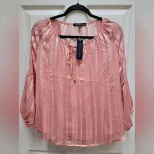 Adrienne Vittadini Women's Blouse w/Elastic Balloon Sleeves and 2nd Shirt Size L